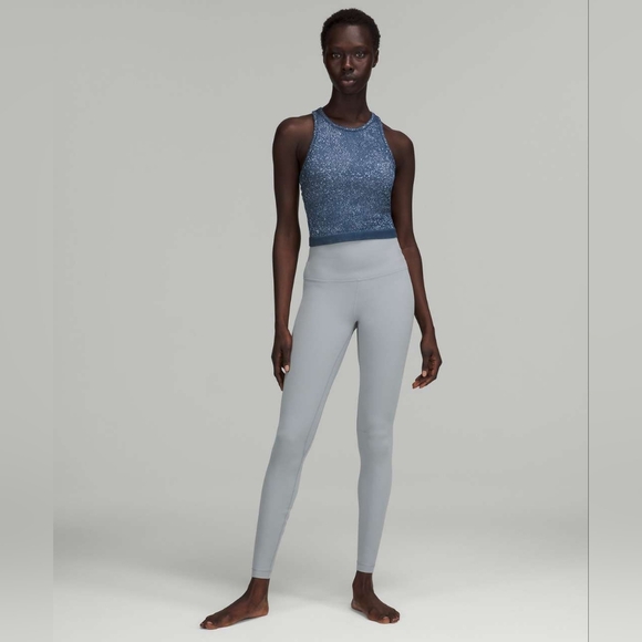 Lululemon Ebb to Street Cropped Racerback Tank Distorted Noise Mineral Blue 4 - Picture 3 of 9